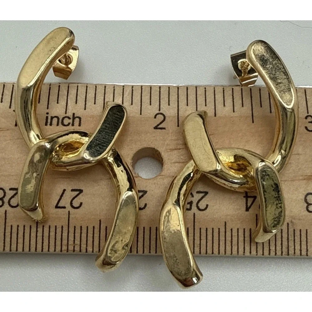 Gorgeous Open Heart Gold Over Sterling Post Earrings 3/4 